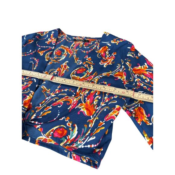 Nasty Gal Multicolor Paisley Print Tie-Front Long Sleeve Blouse Size M - Picture 6 of 8